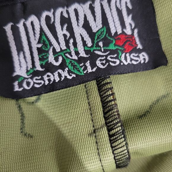 Lip Service Romper Green Vintage One Piece Furry Plush Bodysuit Camo Size Small - Picture 9 of 15